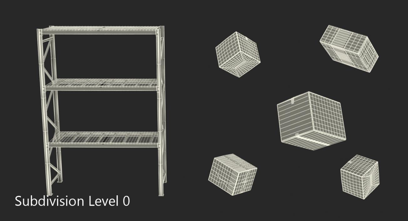 Pallet Rack with Boxes 3D