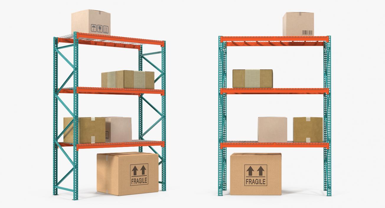 Pallet Rack with Boxes 3D