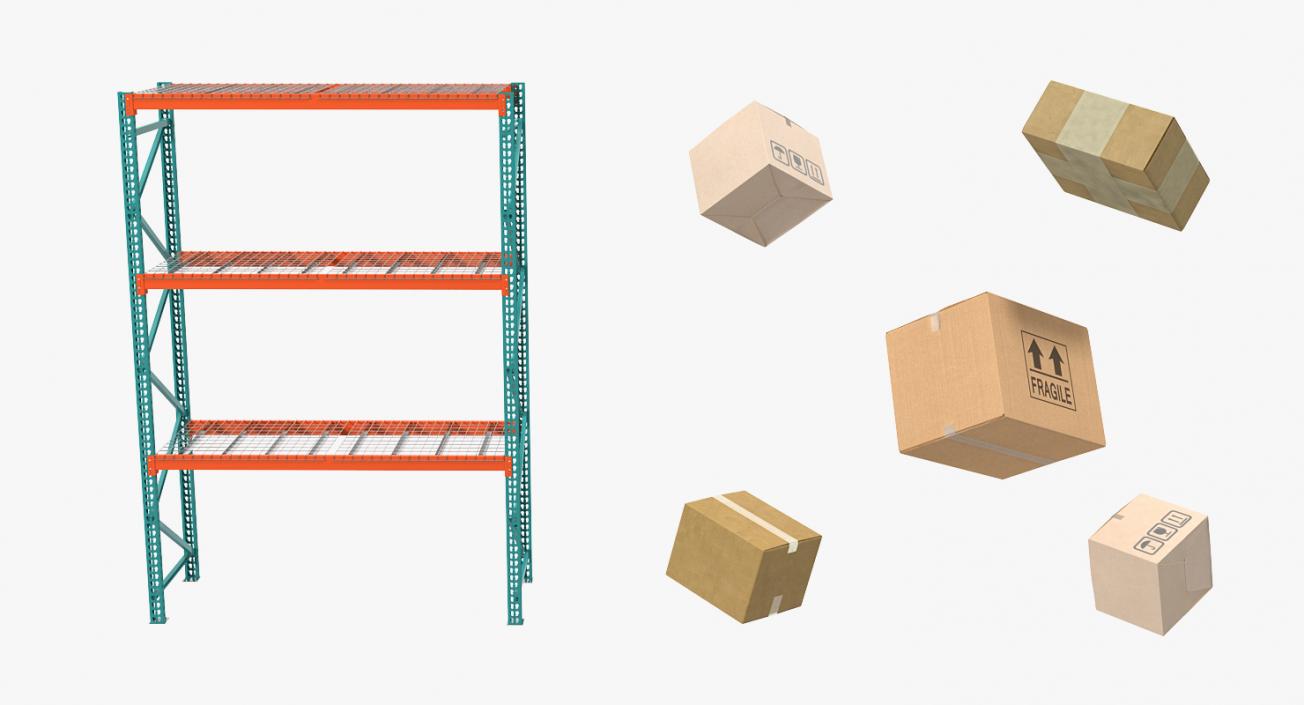 Pallet Rack with Boxes 3D