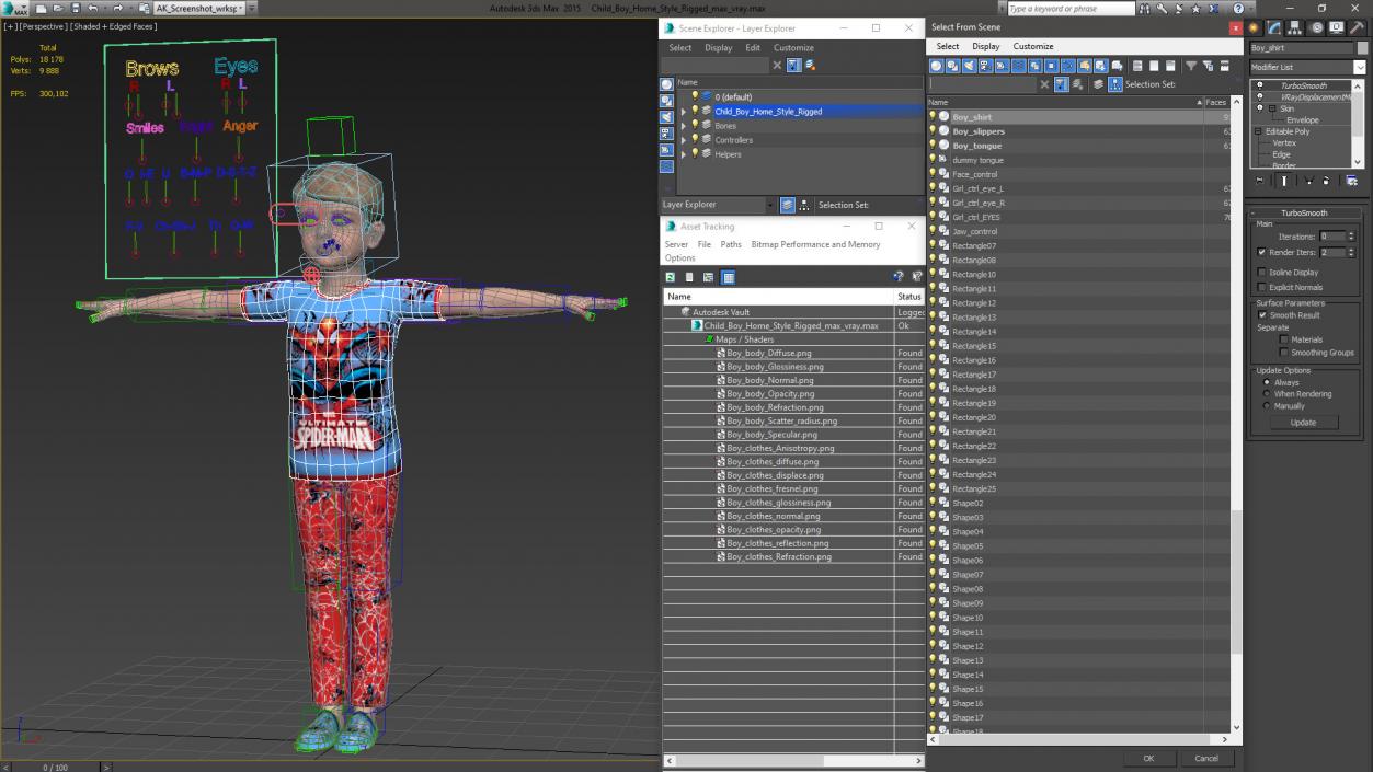 Child Boy Home Style Rigged 3D