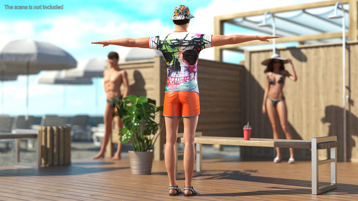 Teen Boy Swimwear T Pose 3D model