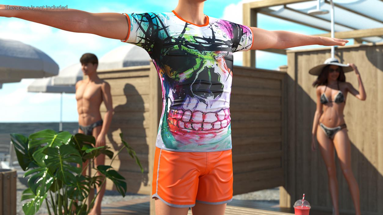 Teen Boy Swimwear T Pose 3D model