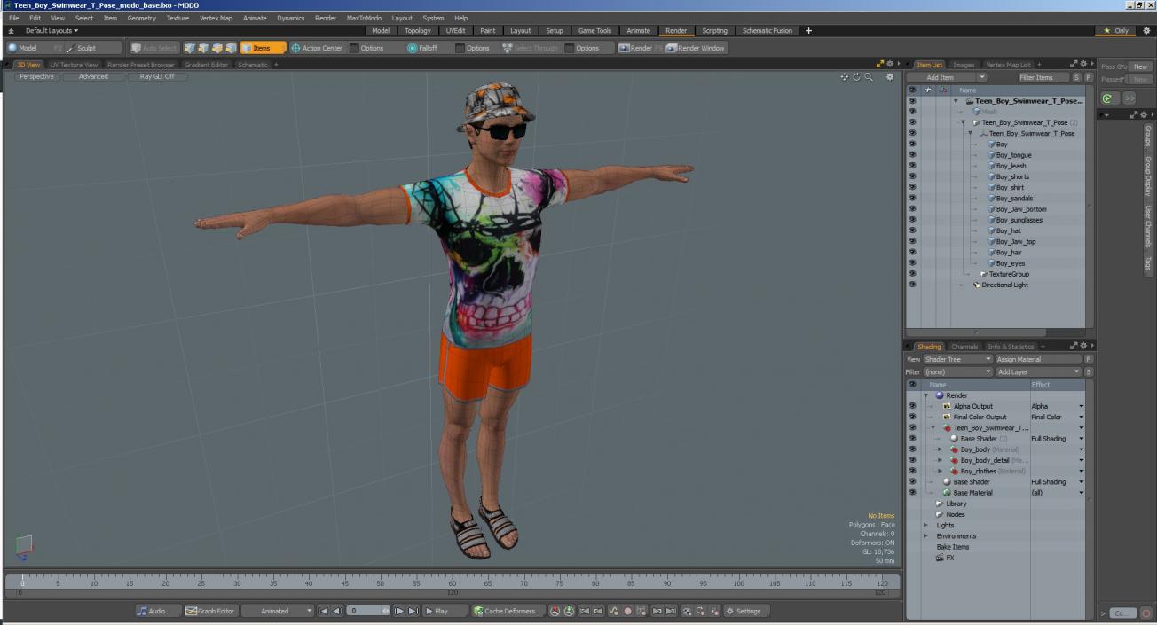 Teen Boy Swimwear T Pose 3D model