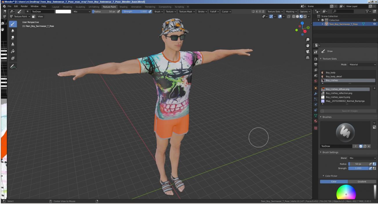 Teen Boy Swimwear T Pose 3D model