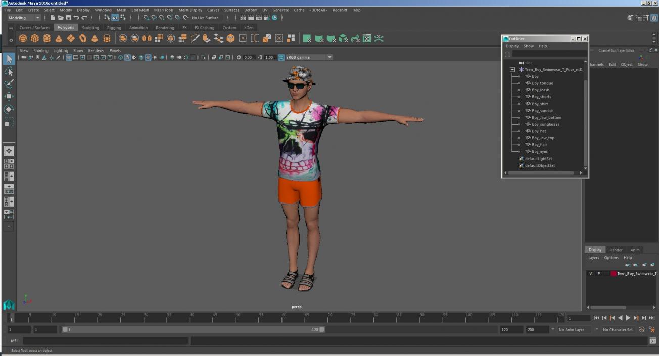 Teen Boy Swimwear T Pose 3D model