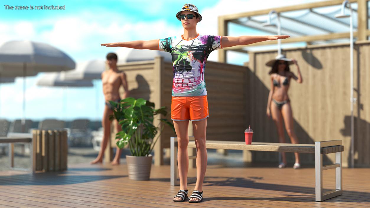 Teen Boy Swimwear T Pose 3D model