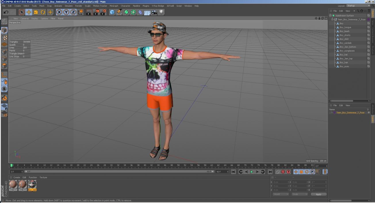 Teen Boy Swimwear T Pose 3D model