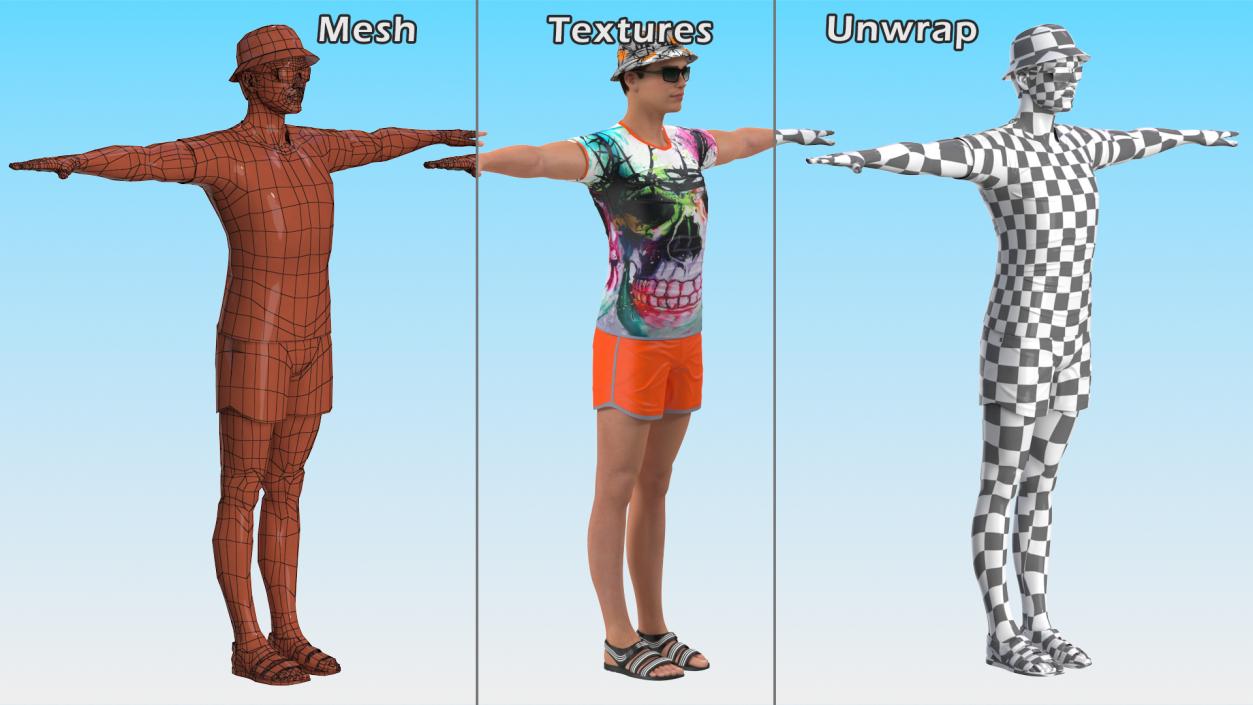 Teen Boy Swimwear T Pose 3D model