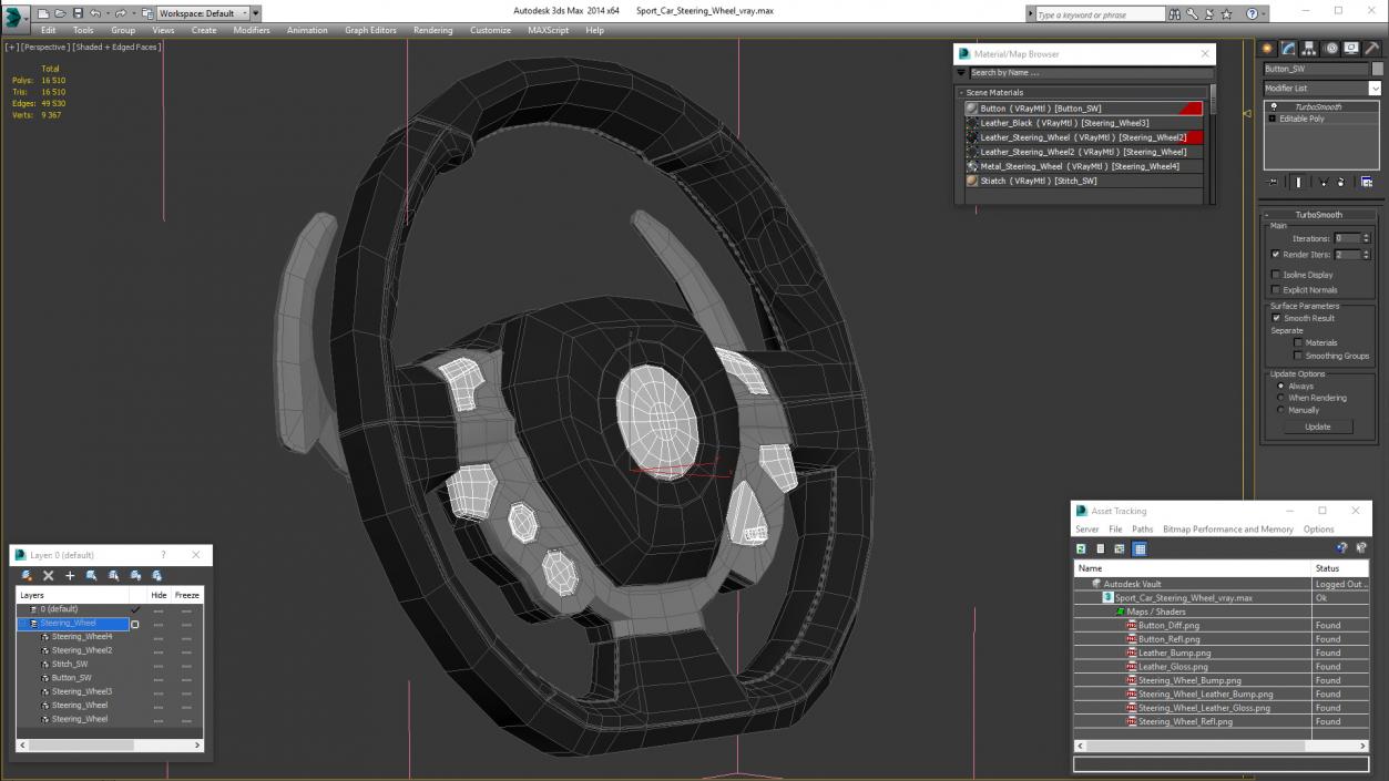 Sport Car Steering Wheel 3D model