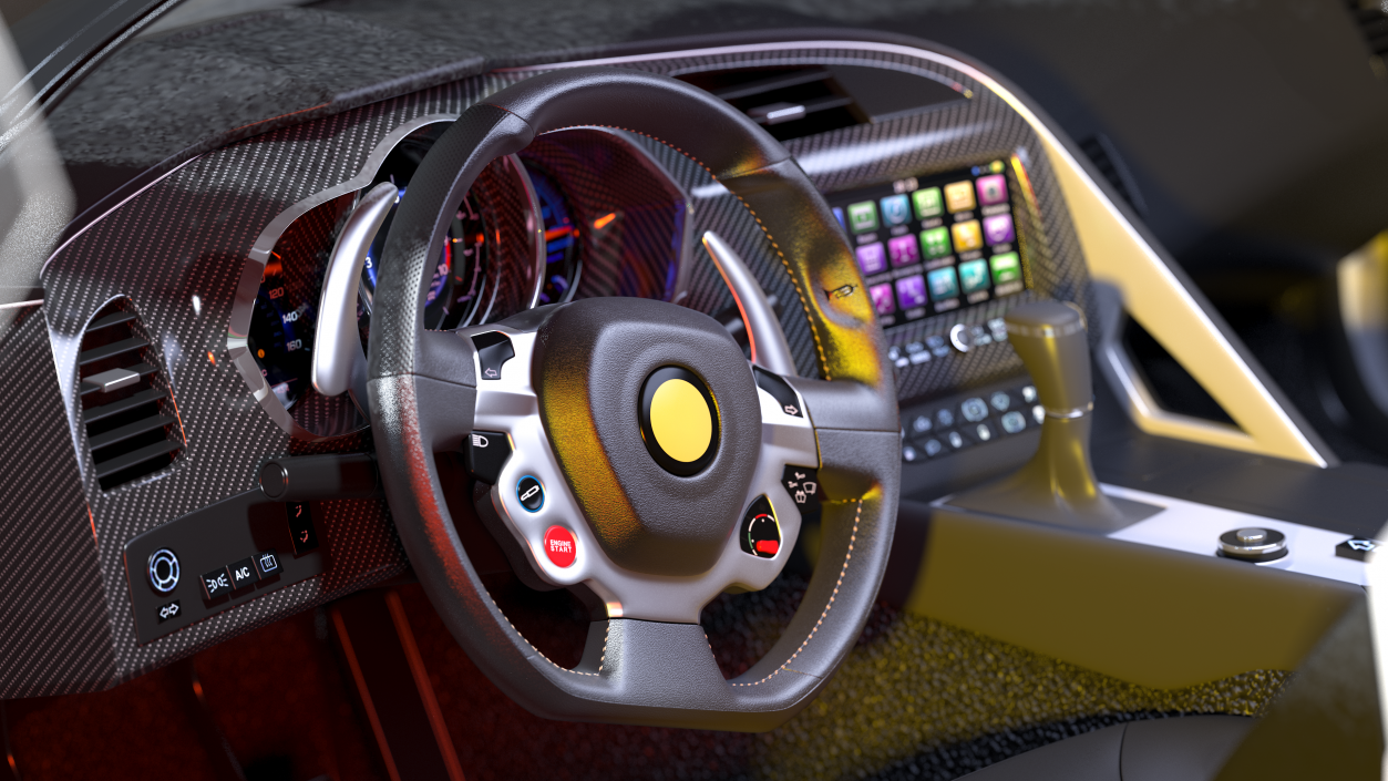 Sport Car Steering Wheel 3D model