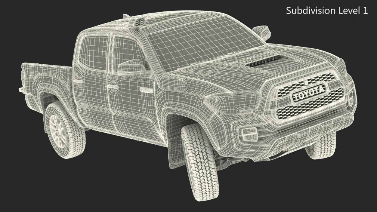 3D model Toyota Tacoma TRD Pro Super White 2021 Rigged