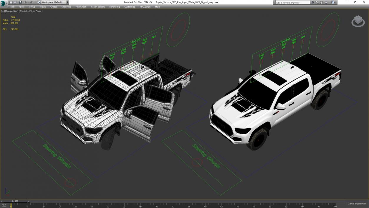 3D model Toyota Tacoma TRD Pro Super White 2021 Rigged