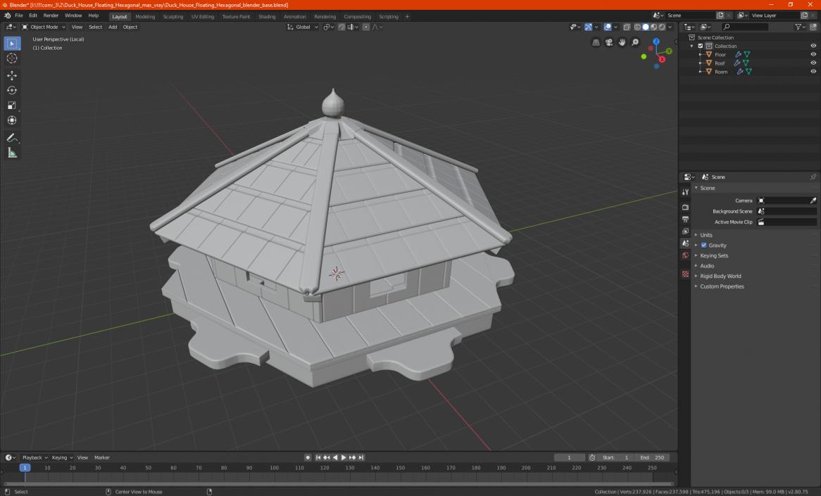 Duck House Floating Hexagonal 3D model