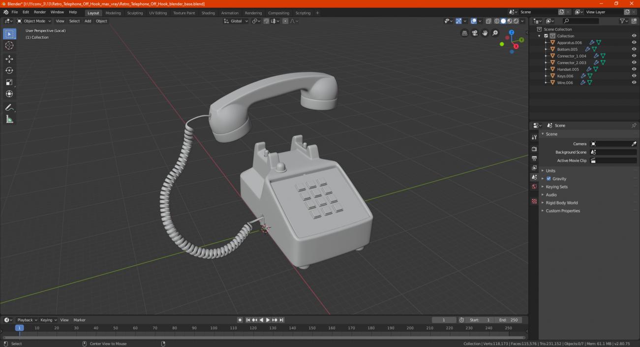 Retro Telephone Off Hook 3D model