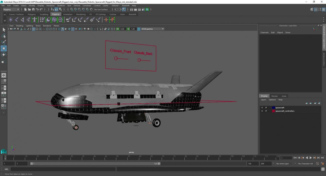 3D Reusable Robotic Spacecraft Rigged for Maya model