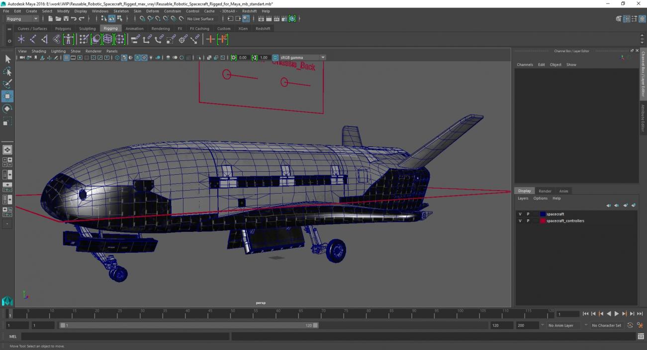 3D Reusable Robotic Spacecraft Rigged for Maya model