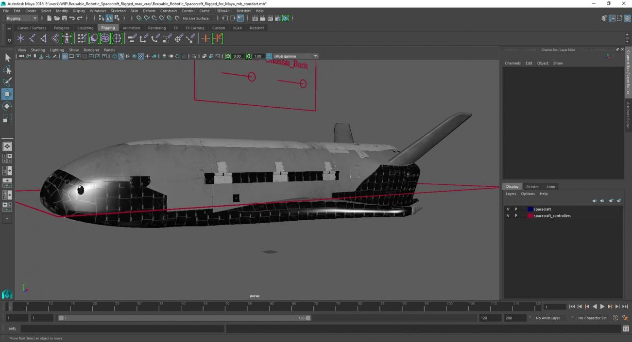 3D Reusable Robotic Spacecraft Rigged for Maya model