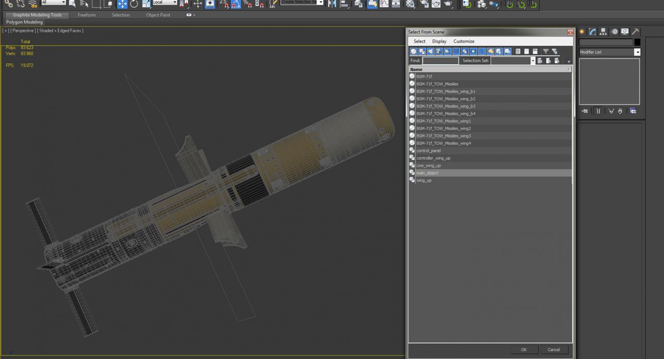 3D BGM 71F TOW Missile Rigged