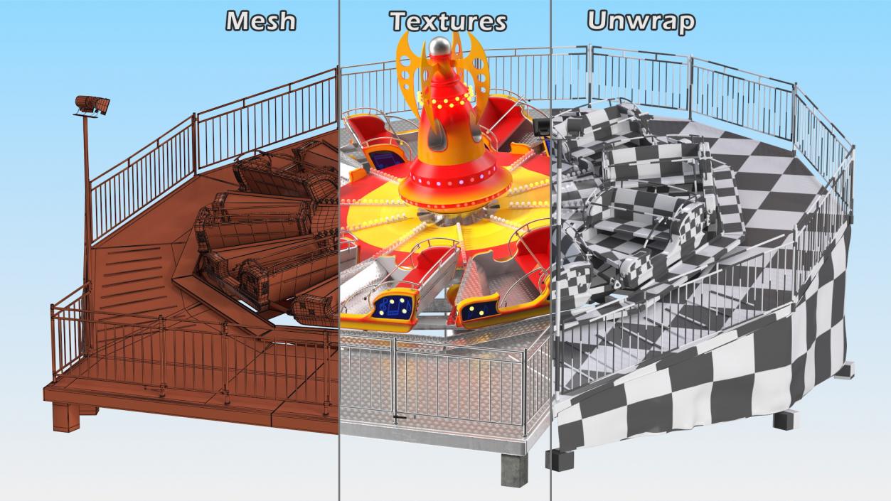 3D model Rigged Amusement Park Rides Collection 2