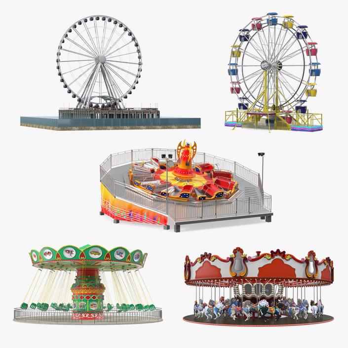 3D model Rigged Amusement Park Rides Collection 2