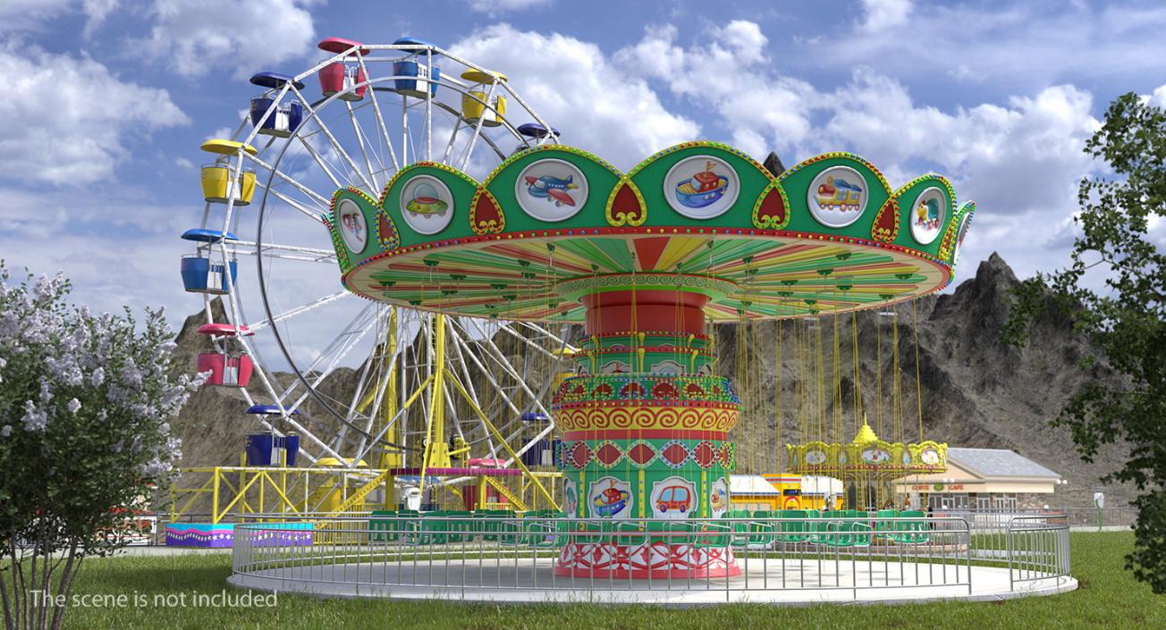 3D model Rigged Amusement Park Rides Collection 2