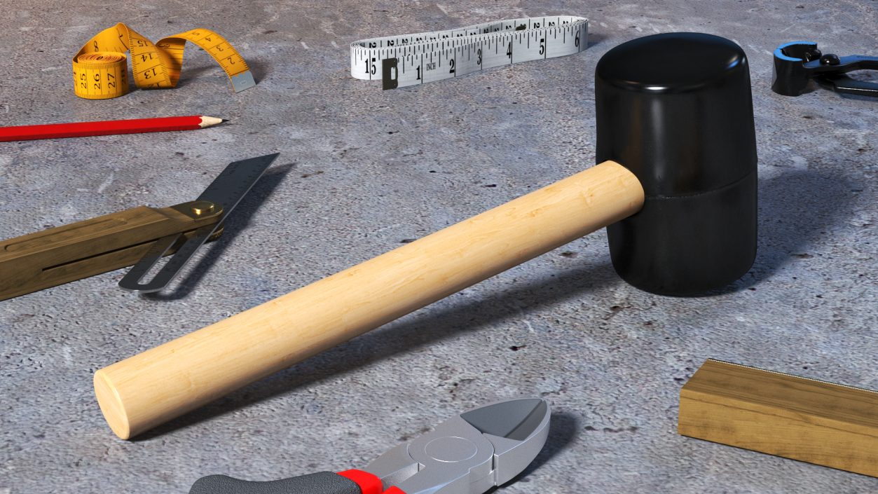 3D model Rubber Mallet Hammer