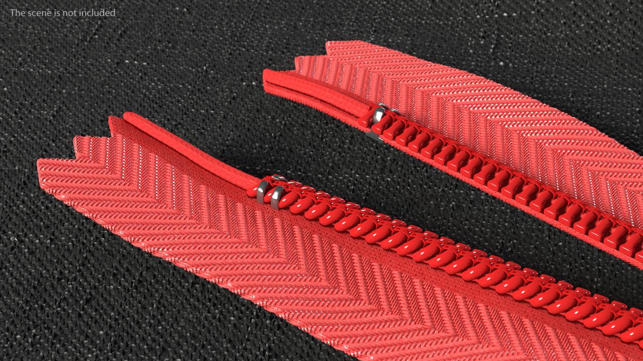 Nylon Coil Separating Zipper with Slider Red 3D model