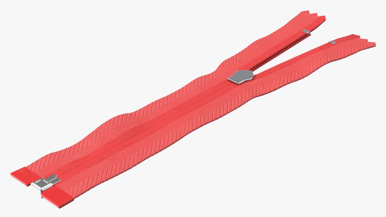 Nylon Coil Separating Zipper with Slider Red 3D model