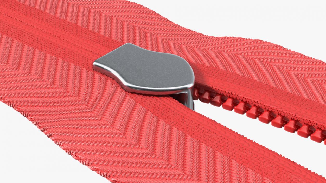 Nylon Coil Separating Zipper with Slider Red 3D model