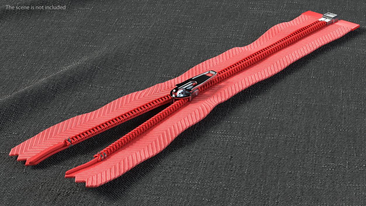 Nylon Coil Separating Zipper with Slider Red 3D model