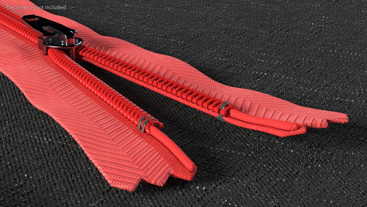 Nylon Coil Separating Zipper with Slider Red 3D model