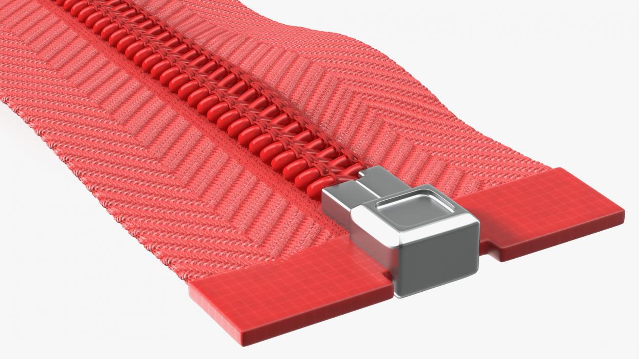 Nylon Coil Separating Zipper with Slider Red 3D model