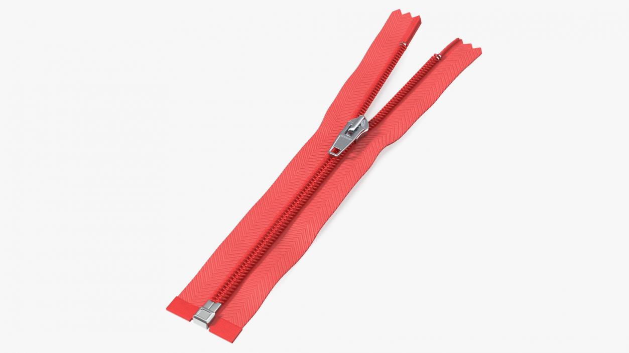 Nylon Coil Separating Zipper with Slider Red 3D model