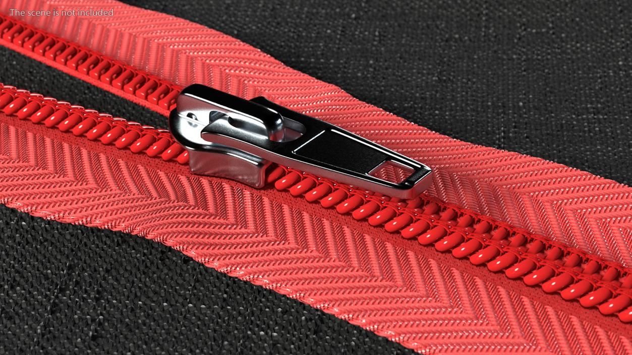 Nylon Coil Separating Zipper with Slider Red 3D model