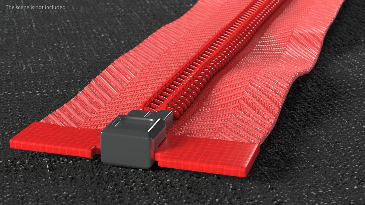 Nylon Coil Separating Zipper with Slider Red 3D model