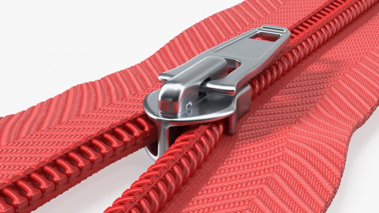 Nylon Coil Separating Zipper with Slider Red 3D model