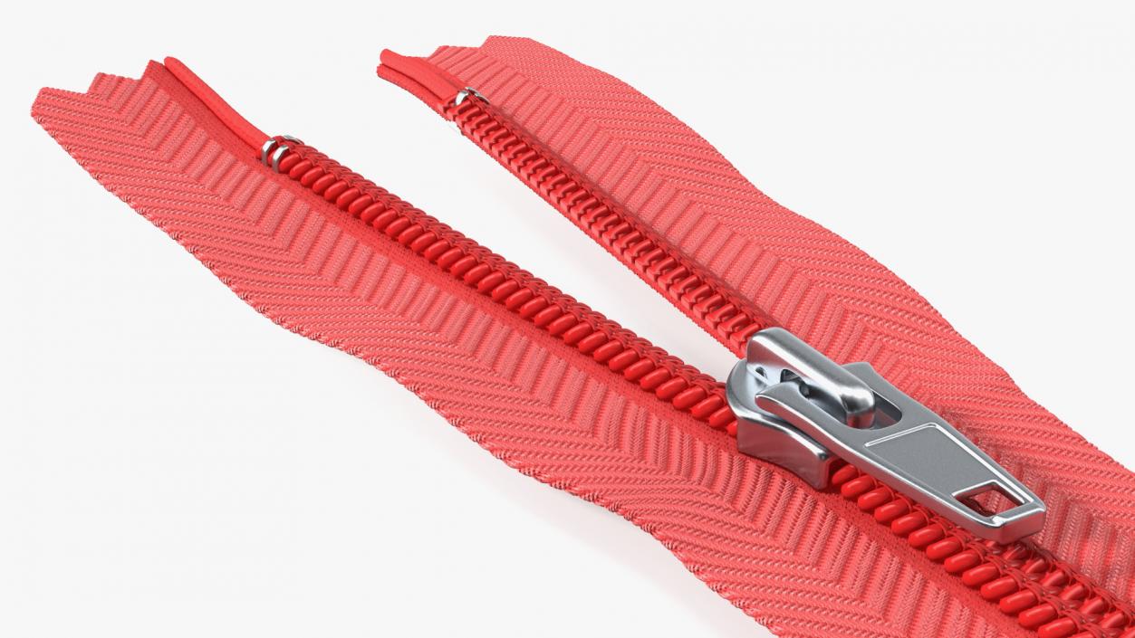 Nylon Coil Separating Zipper with Slider Red 3D model