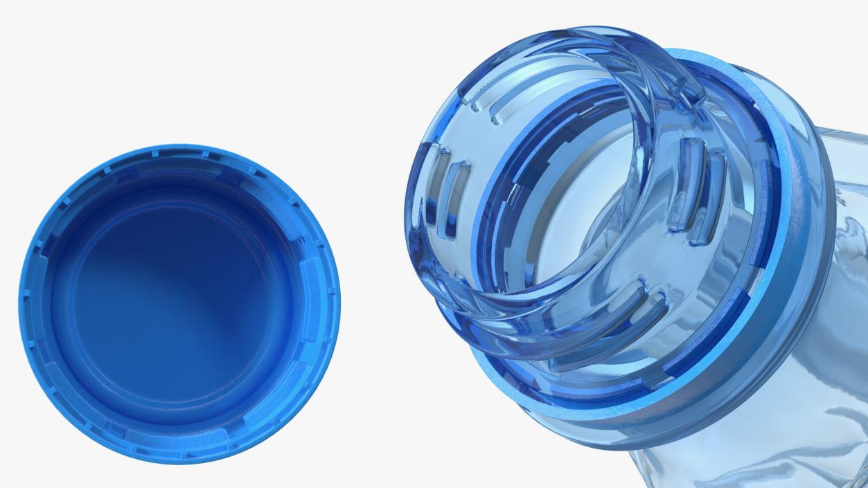 Crushed Empty Plastic Bottle Blue with Cap 3D