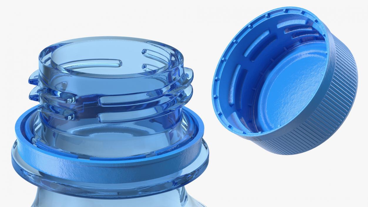 Crushed Empty Plastic Bottle Blue with Cap 3D