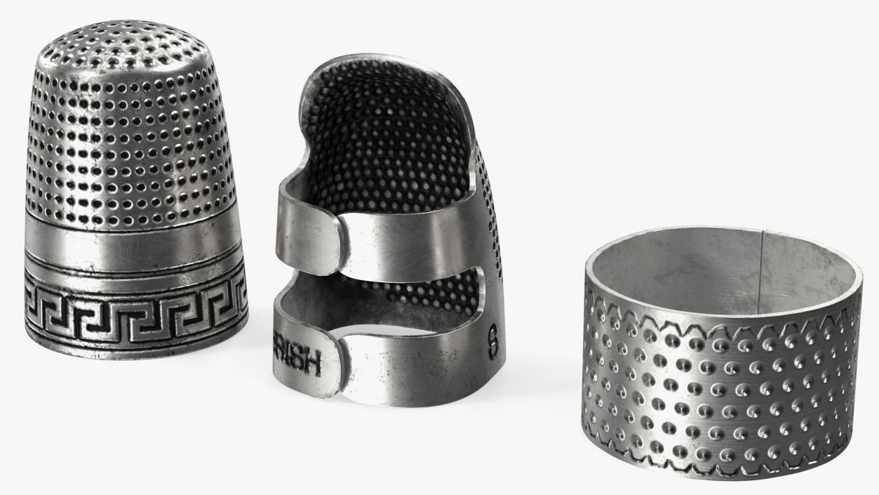 3D Quilting Thimbles Silver Set model