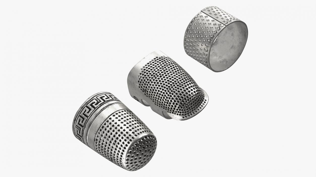 3D Quilting Thimbles Silver Set model