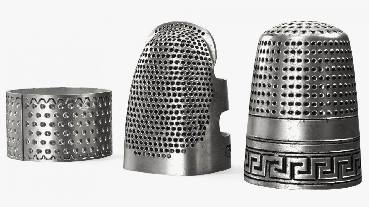 3D Quilting Thimbles Silver Set model