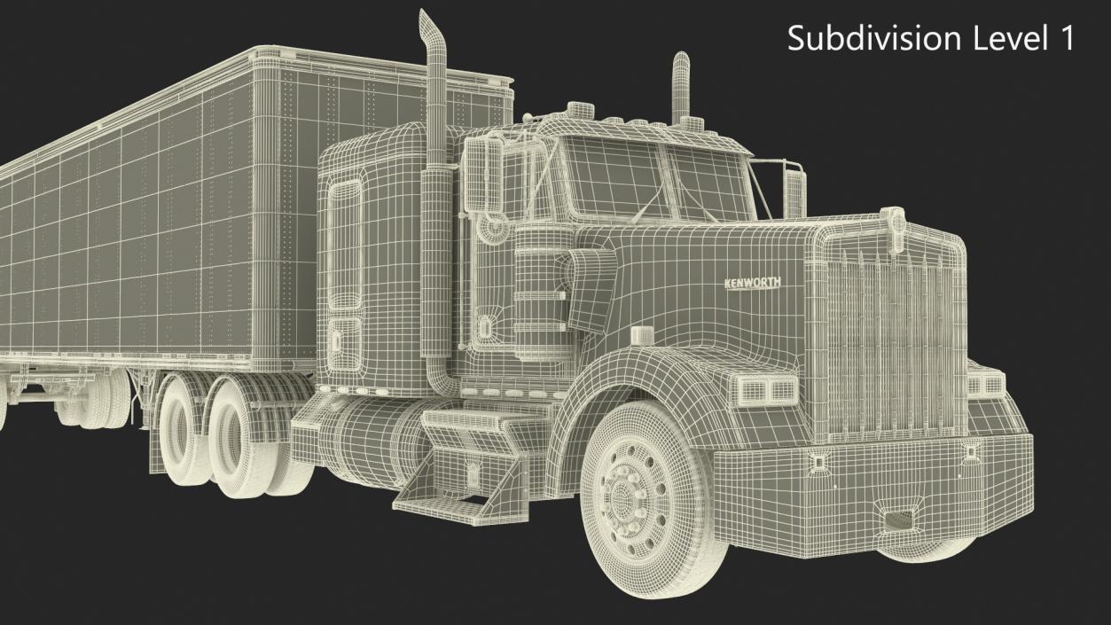 Semi Trailer Truck Kenworth W900 3D