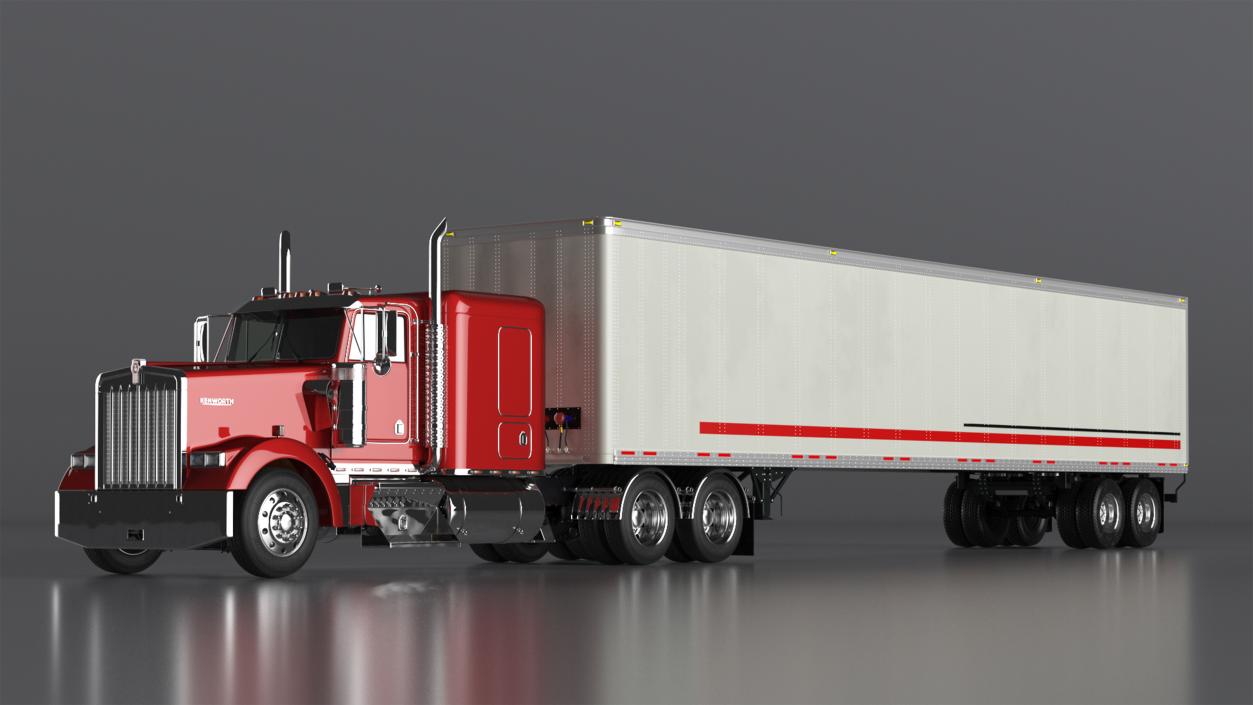 Semi Trailer Truck Kenworth W900 3D