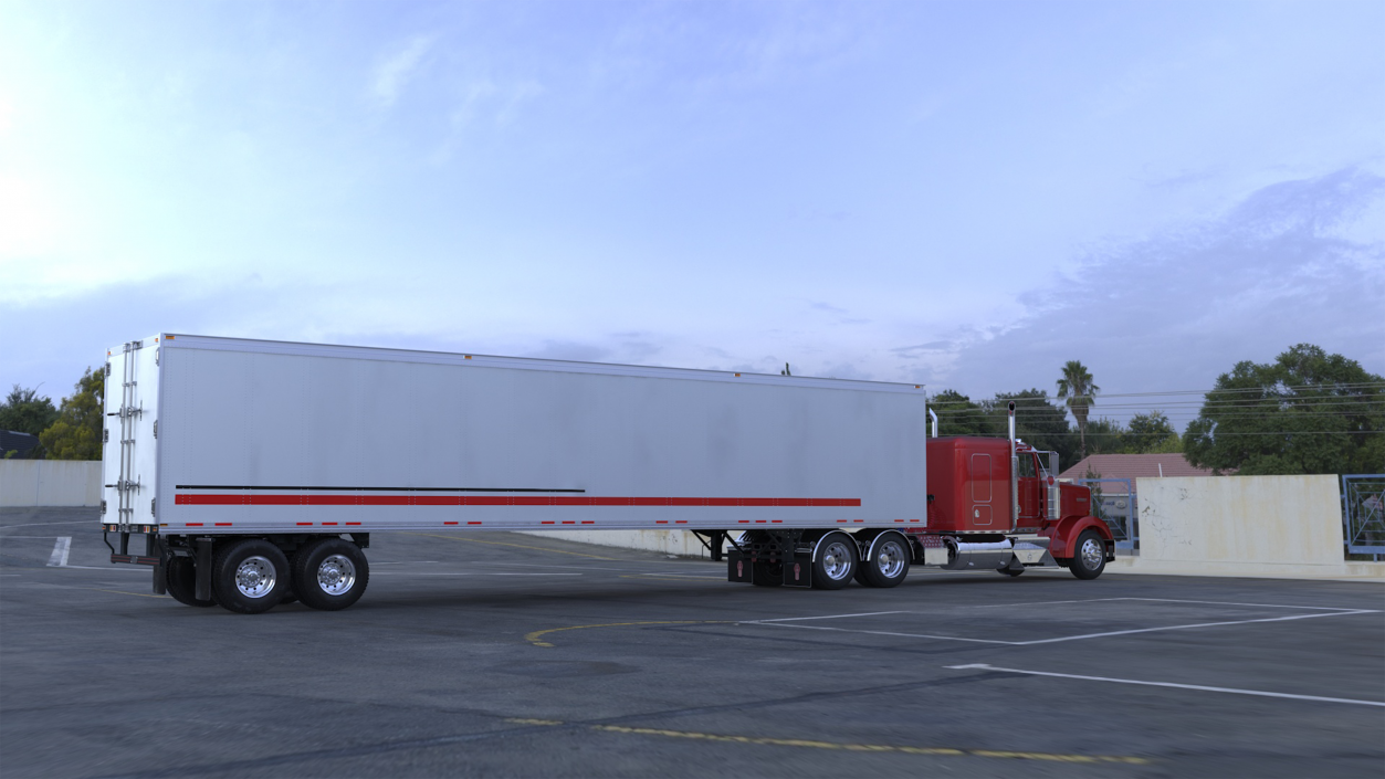 Semi Trailer Truck Kenworth W900 3D