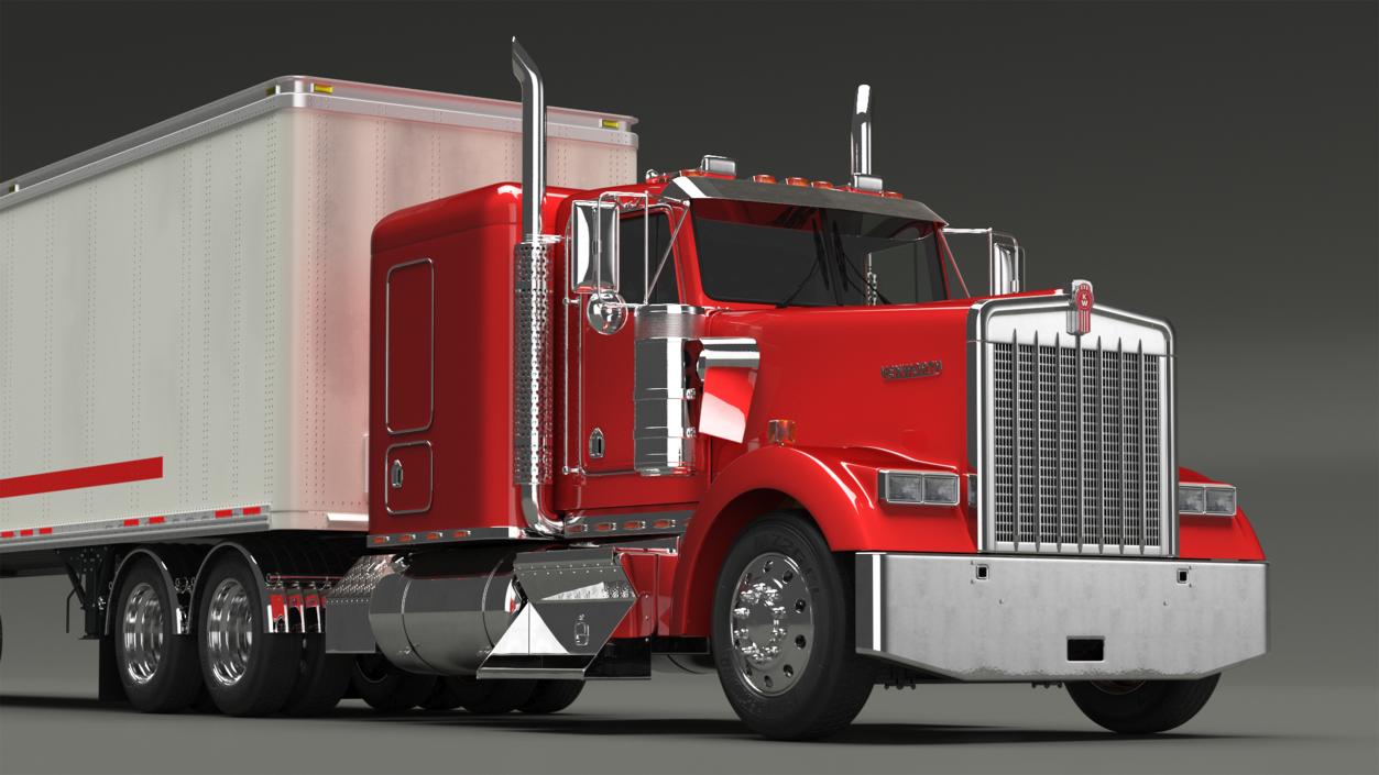 Semi Trailer Truck Kenworth W900 3D