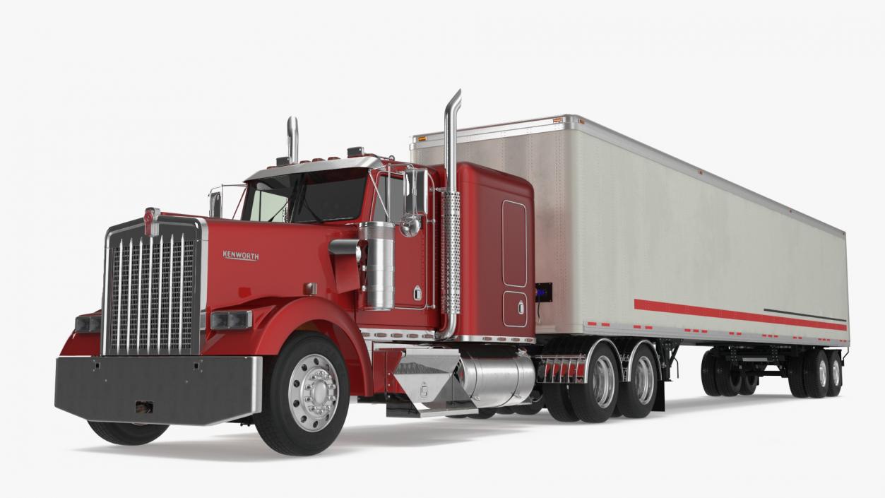 Semi Trailer Truck Kenworth W900 3D