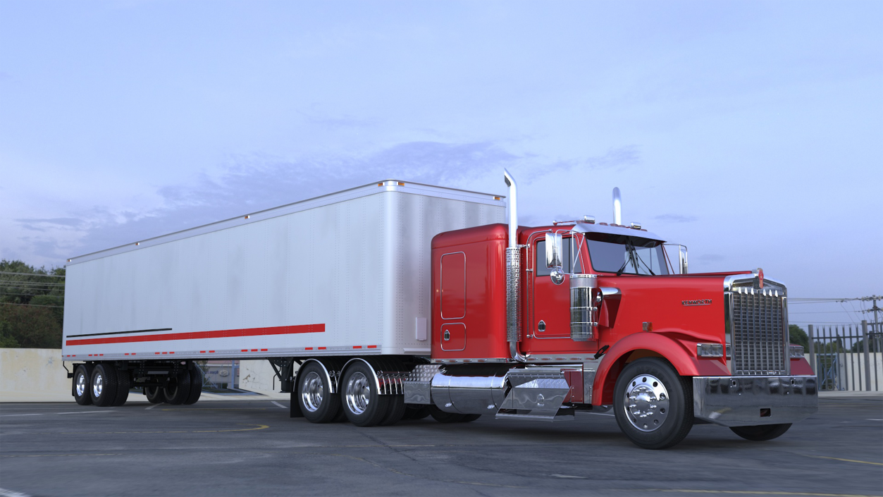 Semi Trailer Truck Kenworth W900 3D