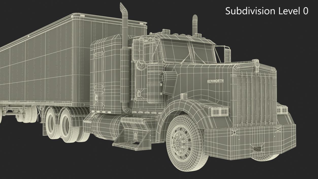 Semi Trailer Truck Kenworth W900 3D