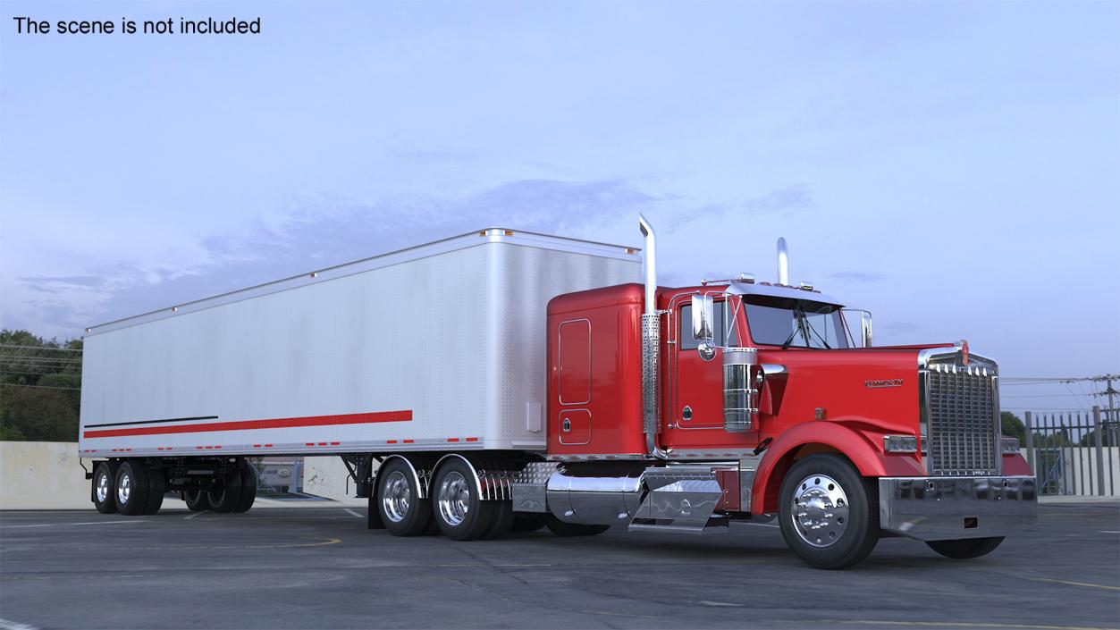 Semi Trailer Truck Kenworth W900 3D